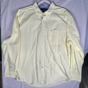 Tommy Hilfiger Men's XL Classic Fit Casual Button Down, Yellow Check Long Sleeve